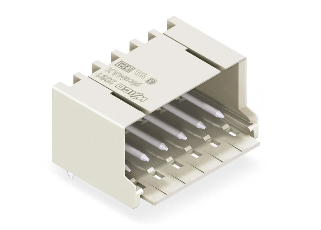 2091-1424/200-000 WAGO Conector macho THR; Pin soldable 1 mm; acodada; Paso 3,5 mm; 4 polos; gris claro