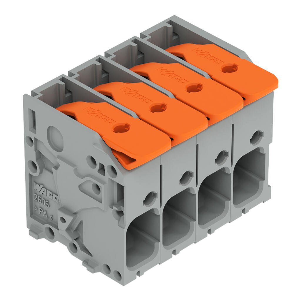 2606-1104/020-000 WAGO Borna para placas de circuito impreso; 4 polos; Gris