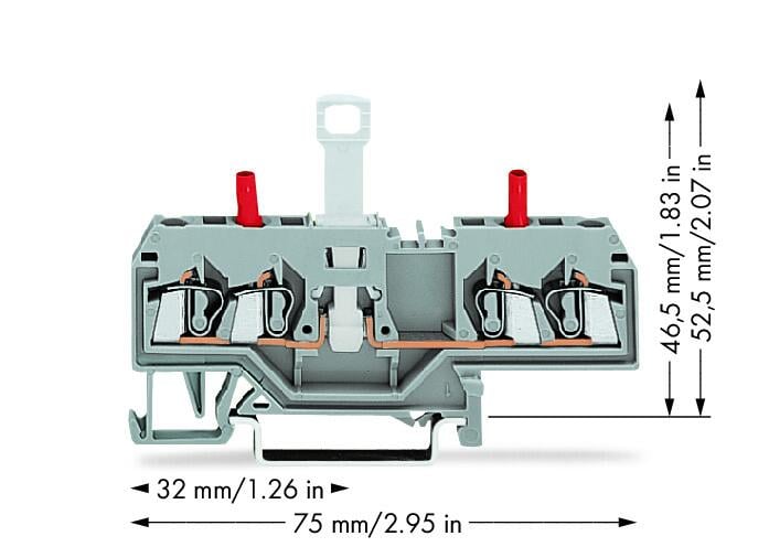 280-649 WAGO Borna seccionable y de medida, 2 conductores; Gris