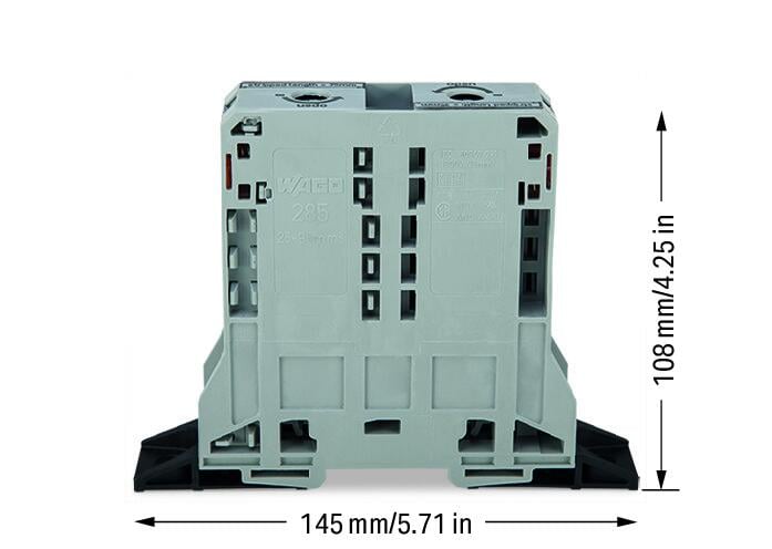 285-181 WAGO Borna de paso para 2 conductores; gris