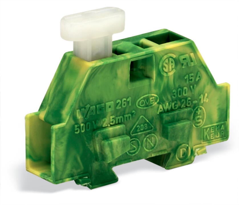 261-327/331-000 WAGO Borna final para 2 conductores para una máxima flexibilización del espacio; 1 polo; Verde-amarillo