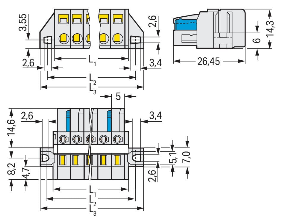721-106/027-000 WAGO Conector hembra para 1 conductor; gris claro