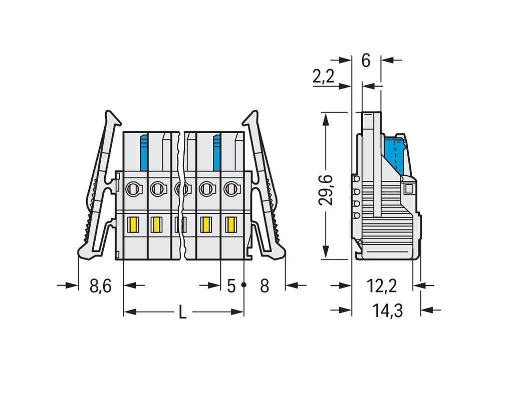 721-107/037-000 WAGO Conector hembra para 1 conductor; gris claro