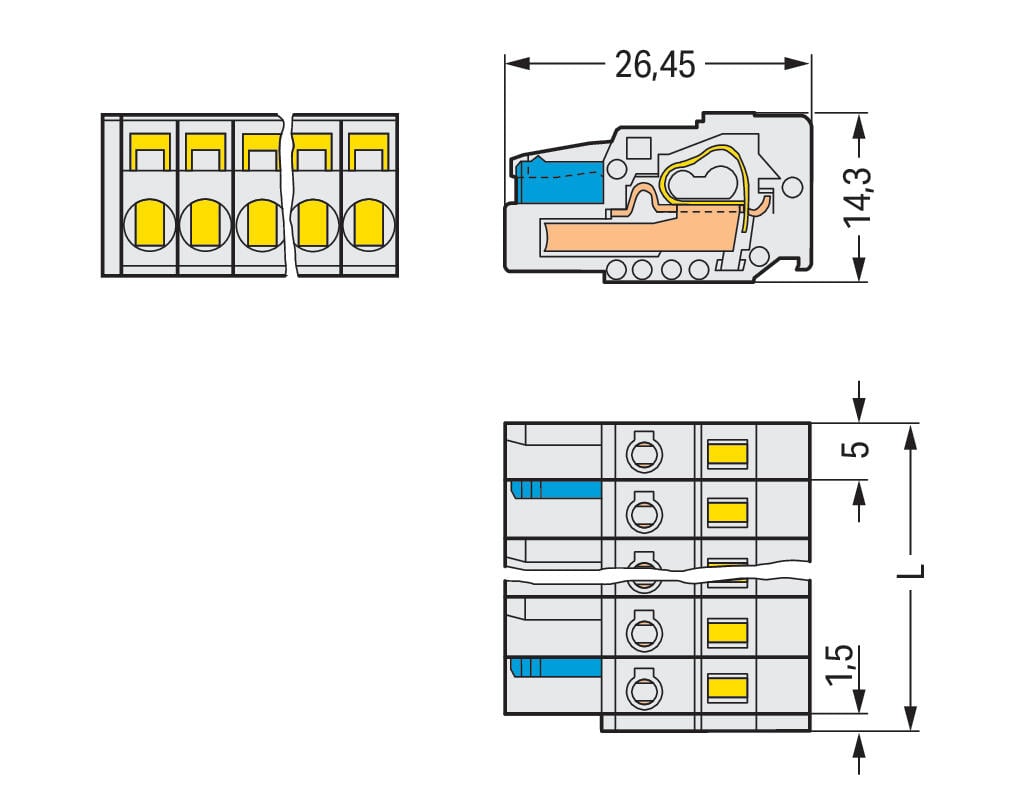 721-108/026-000 WAGO Conector hembra para 1 conductor; gris claro