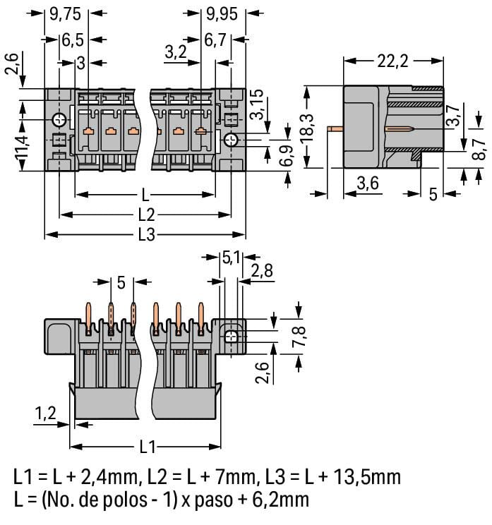 Conector macho THT_769-633_007-000
