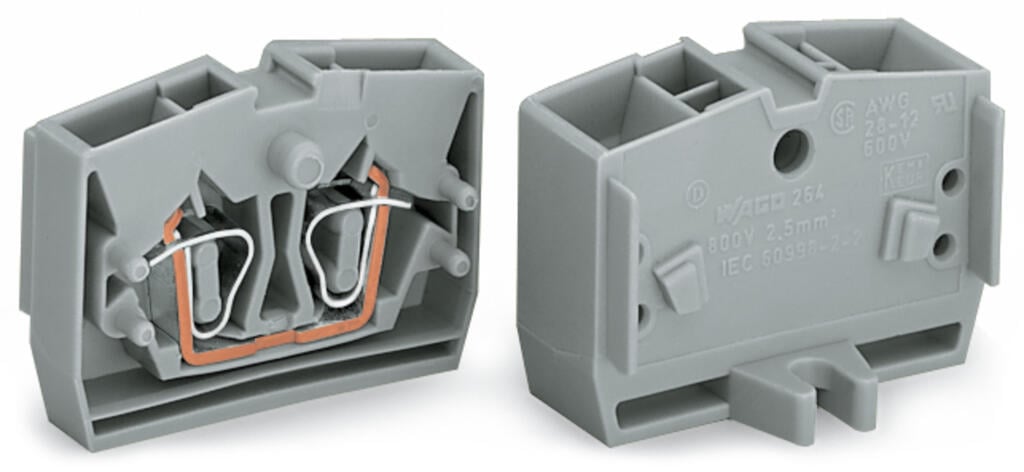 264-262 WAGO Regleta de bornas para 4 conductores; 12 polos; Gris