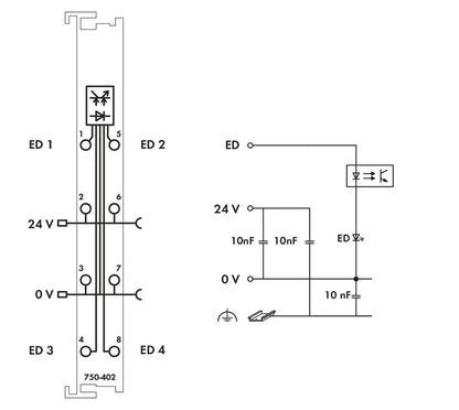 750-402 WAGO Entrada digital, 4 canales; 24 V DC