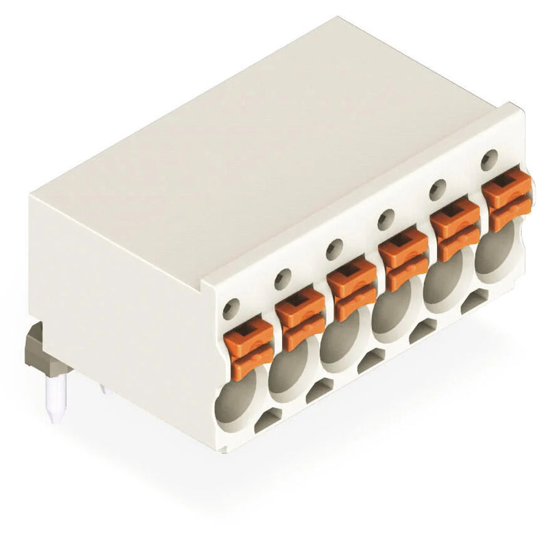 2091-1378/000-1000 WAGO Conector hembra THT de 1 conductor en ángulo; Tecla; Push-in CAGE CLAMP®; 1,5 mm²; Paso 3,5 mm; 8 polos; Pin soldable  1 mm; impresión directa; 1,50 mm²; gris claro