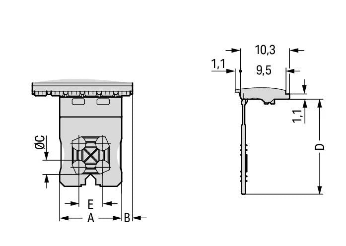 2091-1362 WAGO Conector hembra THT de 1 conductor en ángulo; Tecla; Push-in CAGE CLAMP®; 1,5 mm²; Paso 3,5 mm; 12 polos; Pin soldable  1 mm; Placa anti-tirón; 1,50 mm²; gris claro