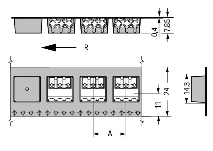 2060-1452/998-404 WAGO Borna p/ placas de circuito impreso THR; Tecla; 0,75 mm²; Paso 4 mm; 2 polos; Push-in CAGE CLAMP®; en la banda; 0,75 mm²; blanco