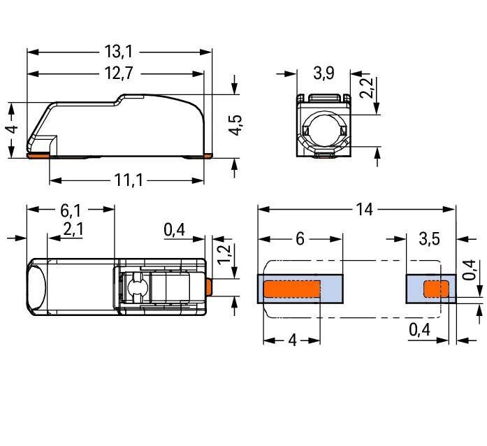 2060-451/998-404 WAGO Borna para placas de circuito impreso; Tecla; 0,75 mm²; Paso 4 mm; 1 polo; Push-in CAGE CLAMP®; en la banda; 0,75 mm²; blanco
