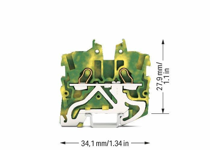 2050-1207 WAGO Mini borna de tierra; 2 conductores; verde-amarillo