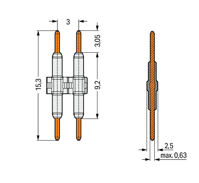 2059-901 WAGO Elemento de conexión; Paso 3 mm; 1 polo; Longitud 15,3mm; blanco