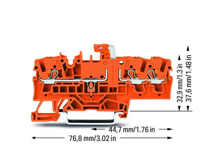 2202-1772 WAGO Borna seccionable 3 conductores; Naranja
