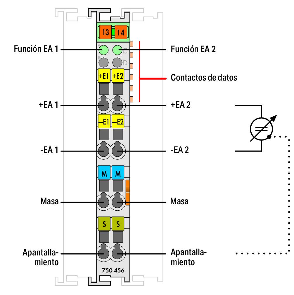 750-456 WAGO 2AI; ± 10 V; Entrada diferencial