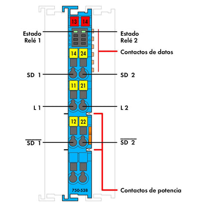 750-538 WAGO Salida relé, 2 canales