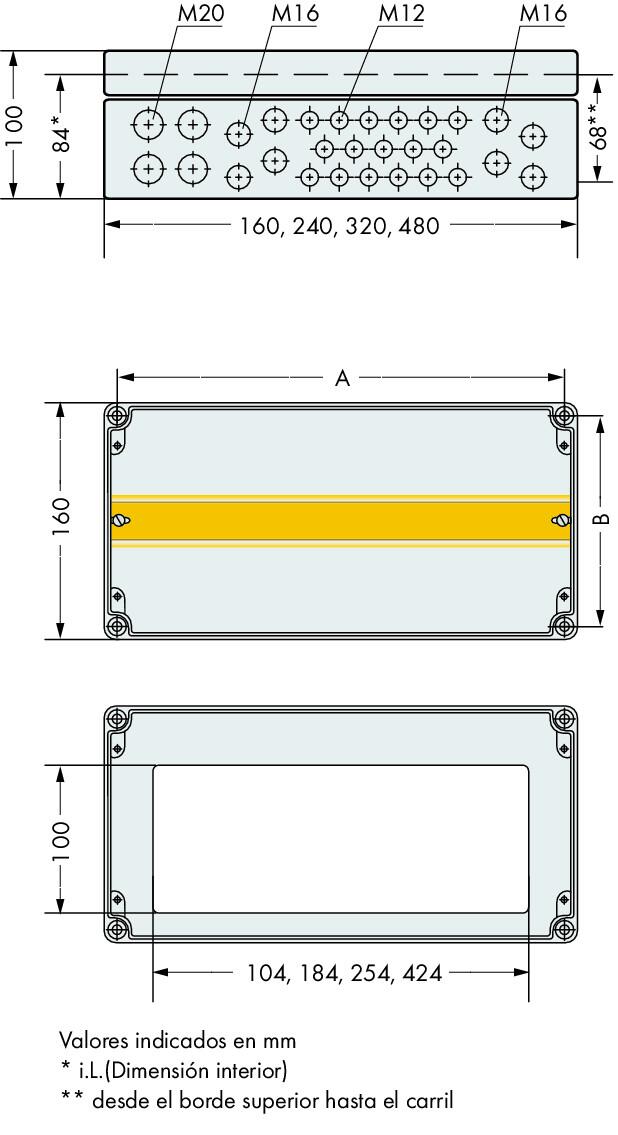 850-828 WAGO Caja de sistema con índice de protección IP65