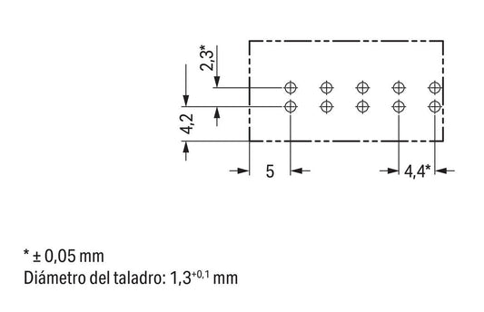 890-855 WAGO Conector para placas de circuito impreso; 5 polos; Gris