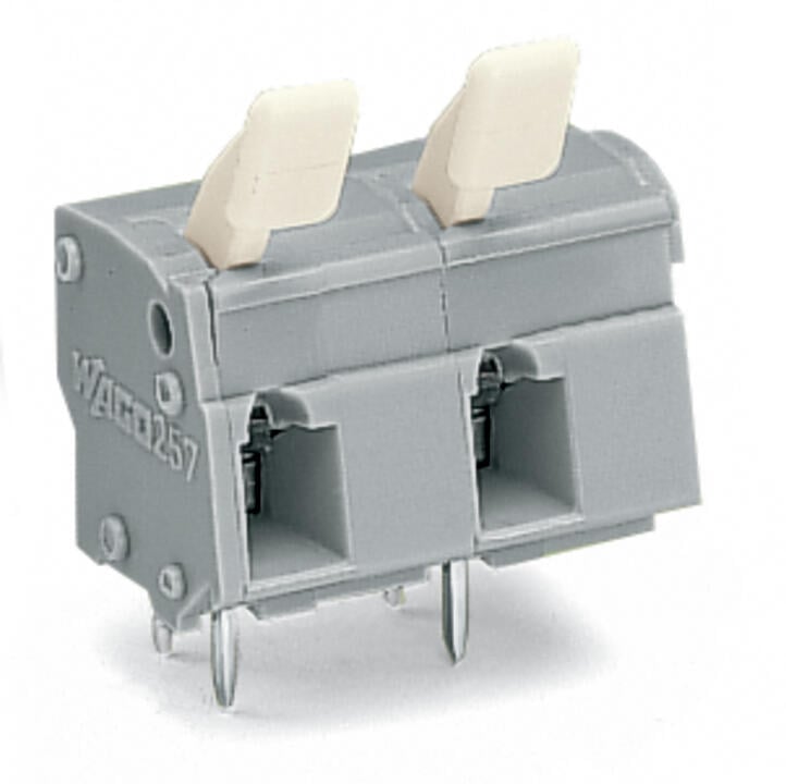 257-602/333-000 WAGO Borna para placas de circuito impreso; 2 polos; Gris