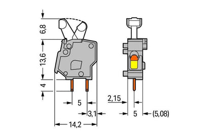 257-746 WAGO Borna para placas de circuito impreso apilable; 1 polo; Naranja