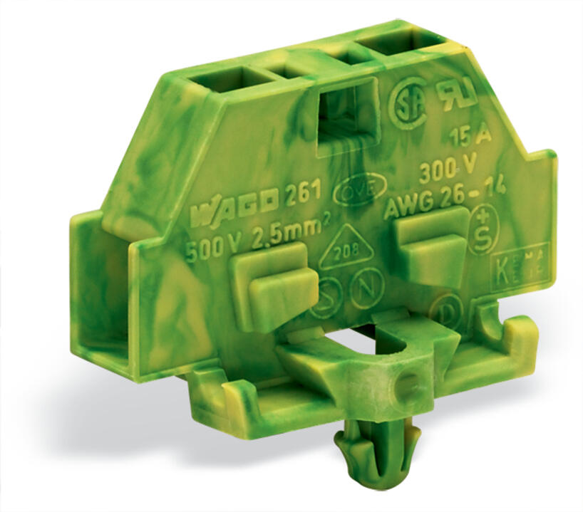 261-317 WAGO Borna para 2 conductores; 1 polo; Verde-amarillo