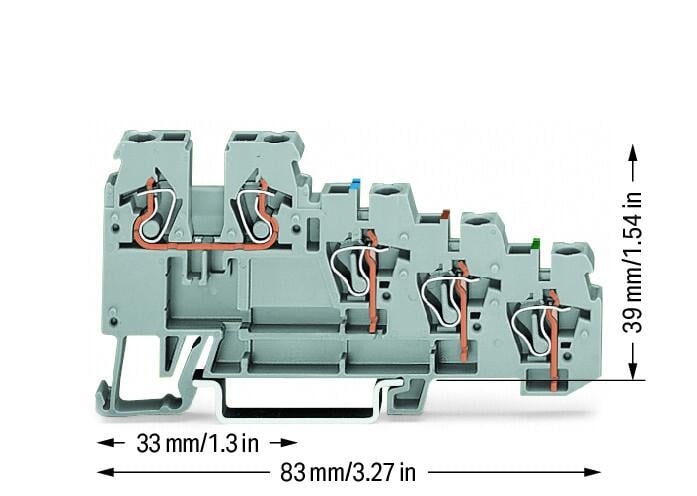 270-570 WAGO Borna de sensores para 4 conductores; Gris