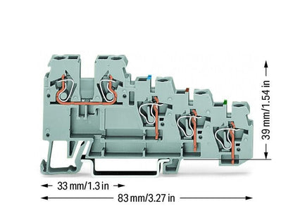 270-570 WAGO Borna de sensores para 4 conductores; Gris