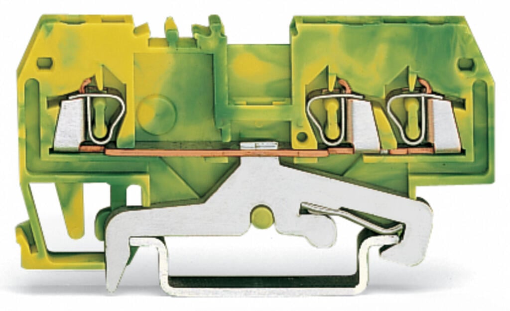 279-687 WAGO Borna de tierra para 3 conductores; Verde-amarillo