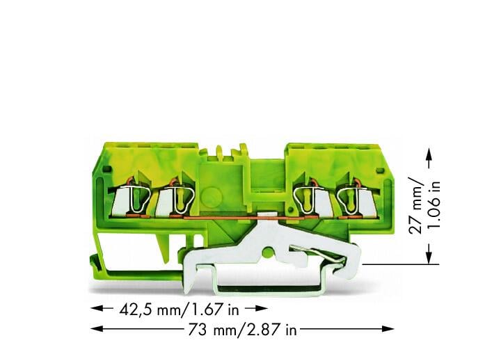 279-837 WAGO Borna de tierra para 4 conductores; Verde-amarillo