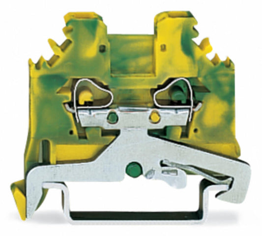 280-107 WAGO Borna de tierra para 2 conductores; Verde-amarillo