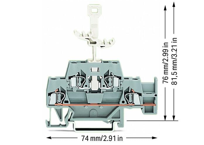 280-522 WAGO Borna de doble piso; Gris/Gris