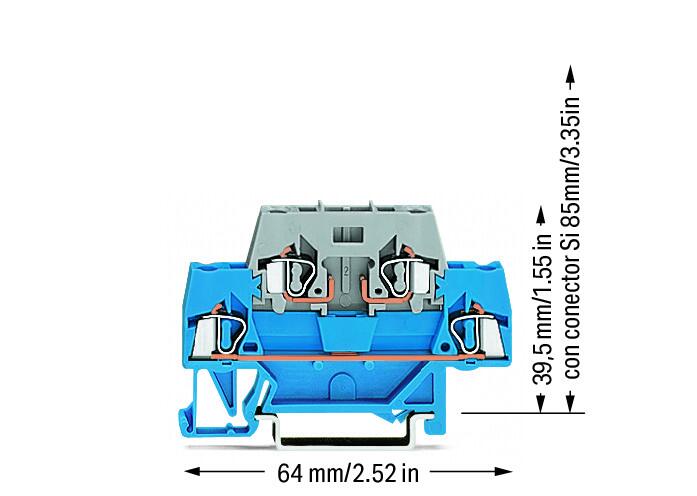 280-531 WAGO Borna de doble piso; Azul/Gris
