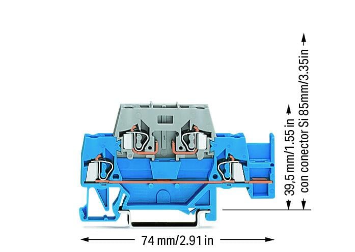 280-532 WAGO Borna de doble piso; Azul/Gris