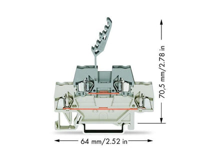 280-541 WAGO Borna de doble piso; Gris claro/Gris