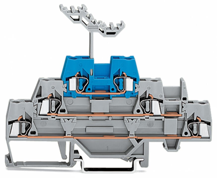 280-552 WAGO Borna de tres pisos; gris/gris/azul