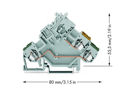 280-554 WAGO Borna de actuadores para 3 conductores; Gris