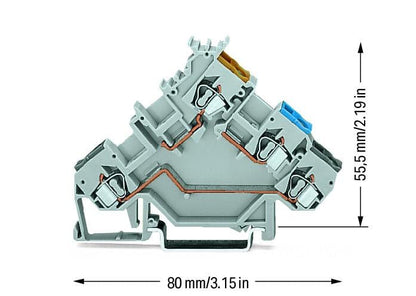 280-560 WAGO Borna de sensores para 3 conductores; Gris