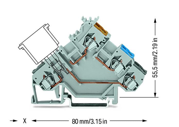 280-561 WAGO Borna de sensores para 3 conductores; Gris