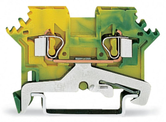 280-607 WAGO Borna de tierra para 2 conductores; Verde-amarillo