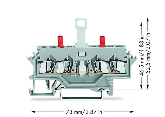 280-627 WAGO Borna seccionable y de medida, 2 conductores; Gris