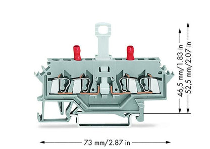 280-627 WAGO Borna seccionable y de medida, 2 conductores; Gris