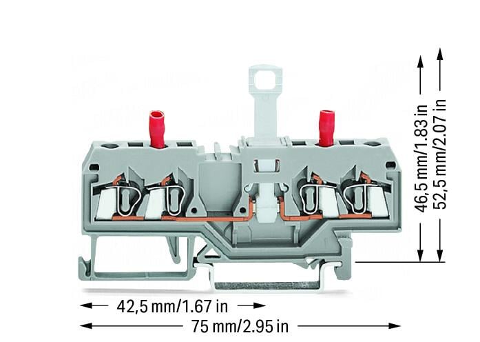 280-829 WAGO Borna seccionable y de medida, 2 conductores; Gris