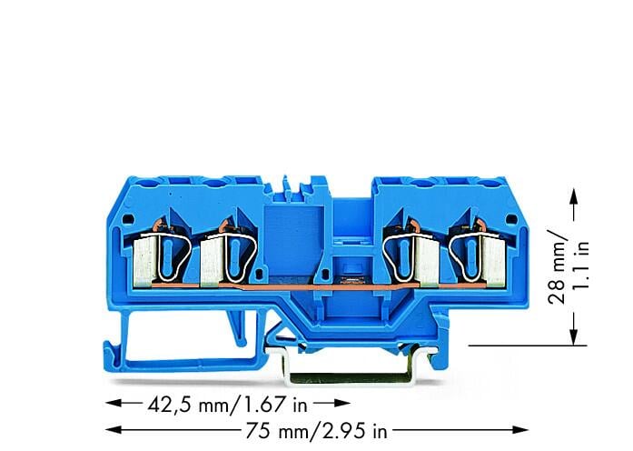 280-834 WAGO Borna de paso para 4 conductores; Azul