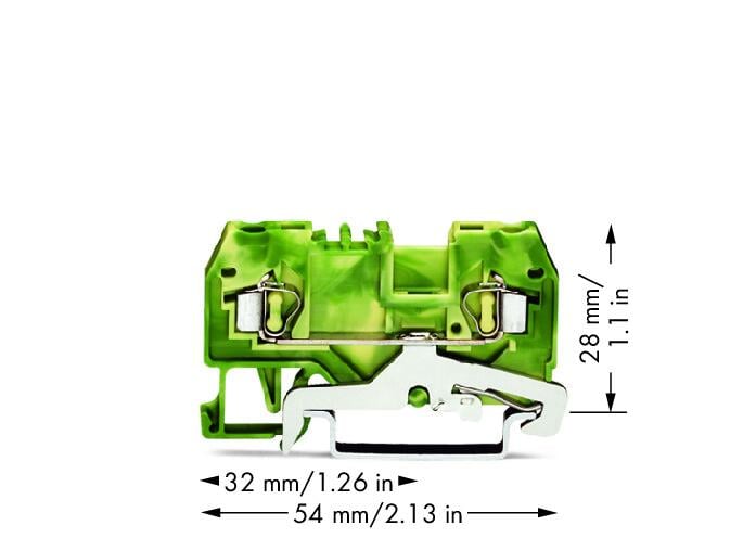 280-907/999-950 WAGO Borna de tierra para 2 conductores; verde-amarillo