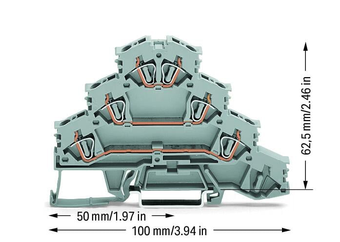 281-532 WAGO  Borna de carril de cuatro pisos; Gris