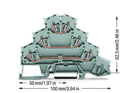 281-532 WAGO  Borna de carril de cuatro pisos; Gris