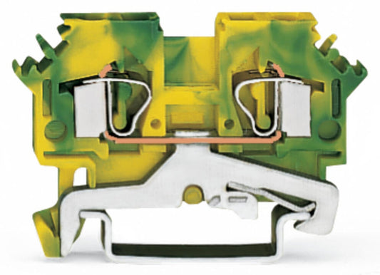 281-607 WAGO Borna de tierra para 2 conductores; Verde-amarillo