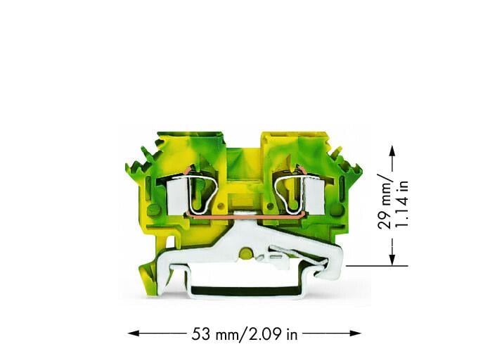 281-607/999-950 WAGO Borna de tierra para 2 conductores; Verde-amarillo