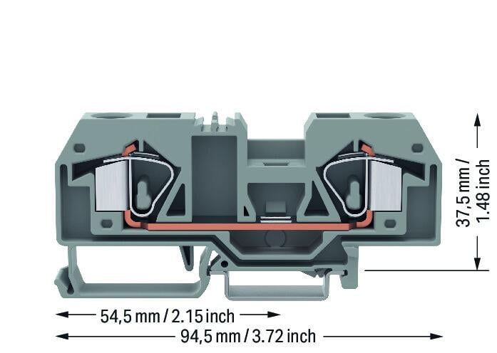 283-901 WAGO Borna de paso para 2 conductores; Gris