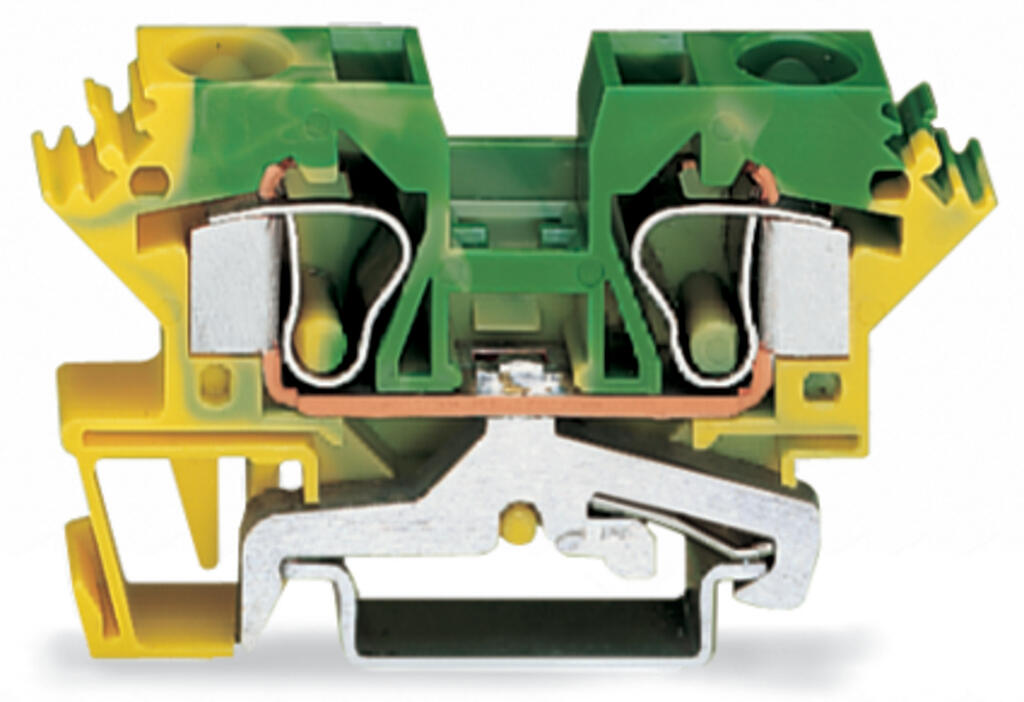 284-607/999-950 WAGO Borna de tierra para 2 conductores; Verde-amarillo